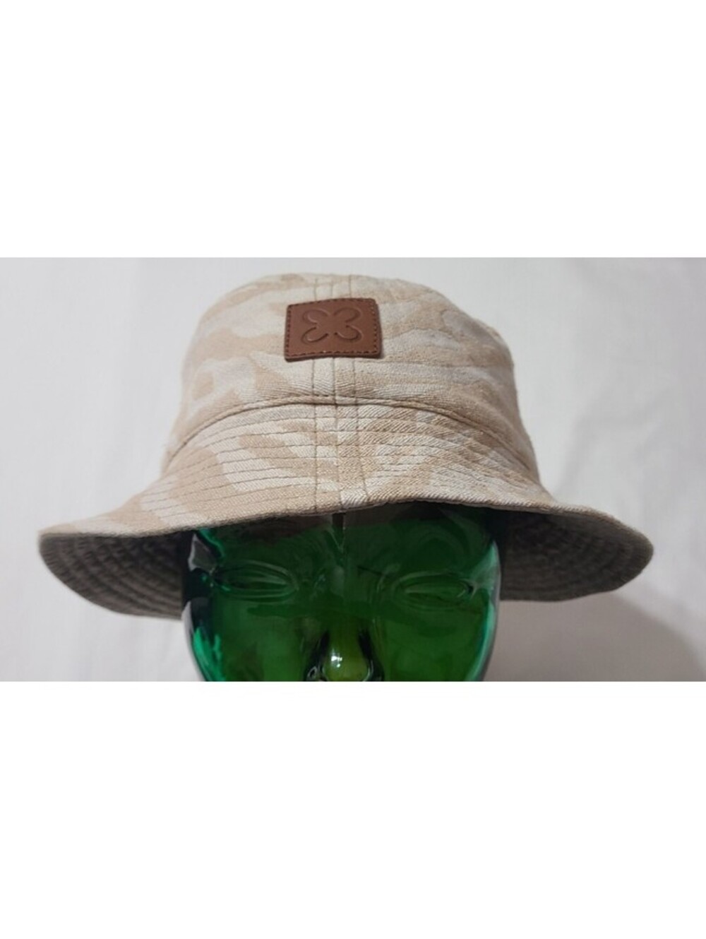 CODELLO Bucket Hat Beige Tan Tonal Monogram Logo Boho Resort Travel Sun Hat